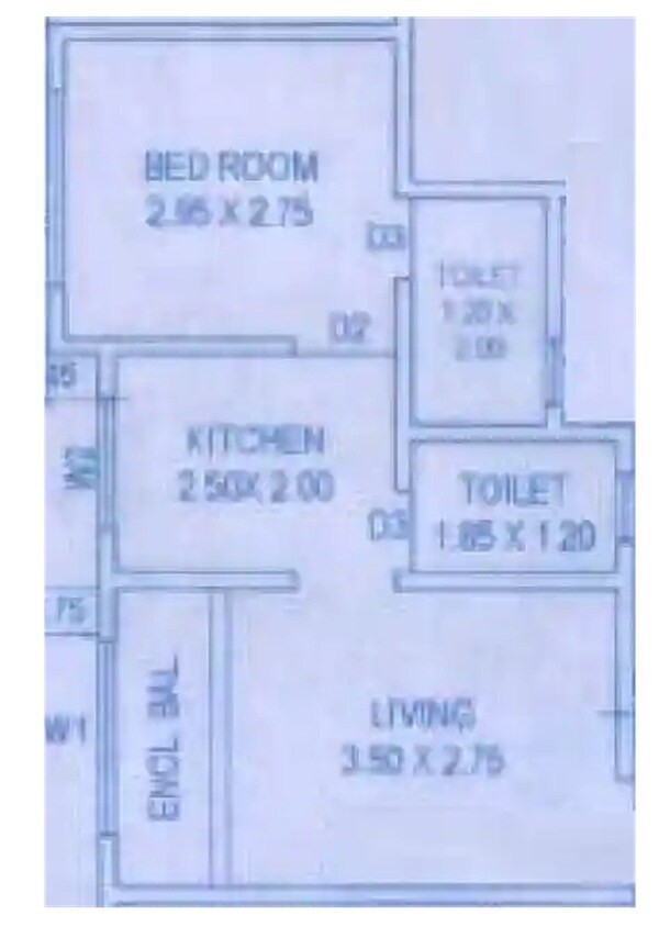 Floor plan of 1 BHK 323 Sq. Ft. Apartment in Saffron Helly Apartment, Palghar