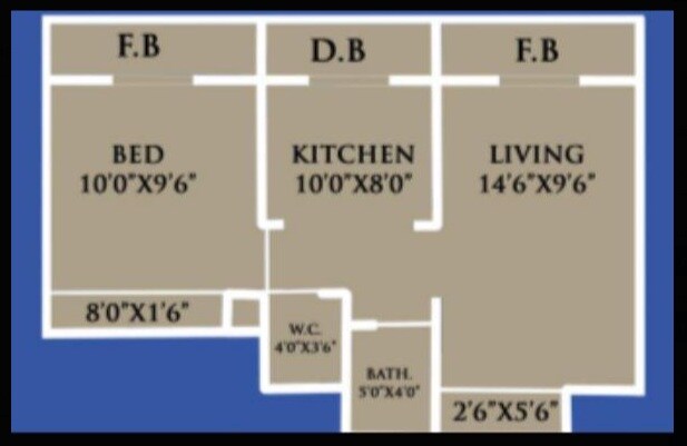 Floor plan of 1 BHK 670 Sq. Ft. Apartment in Sai Crystal Empire, Palghar