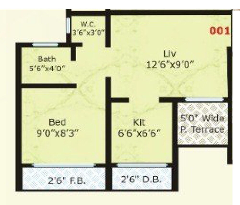 Floor plan of 1 BHK 283 Sq. Ft. Apartment in Sai Maharudra Residency, Palghar