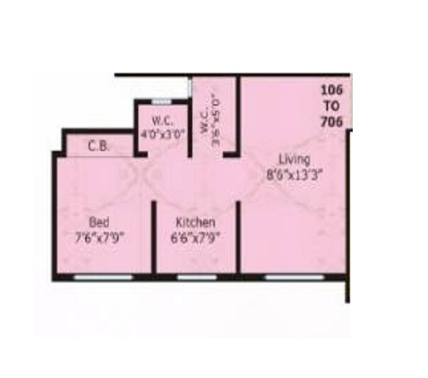 Floor plan of 1 BHK 281 Sq. Ft. Apartment in Sai Mauli Heights Vasai, Palghar