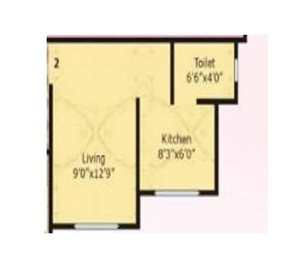 Floor plan of 217 Sq. Ft. Studio in Sai Mauli Heights Vasai, Palghar