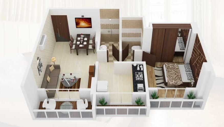 Floor plan of 1 BHK 392 Sq. Ft. Apartment in Sai Mldc Yashwant Orchid, Palghar