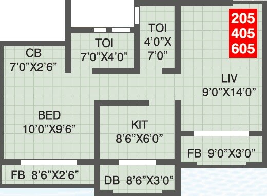 Floor plan of 1 BHK 327 Sq. Ft. Apartment in Sai Mukunda Heights, Palghar