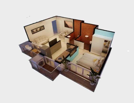 Floor plan of 1 BHK 390 Sq. Ft. Apartment in Sai Paradise Avenue, Palghar