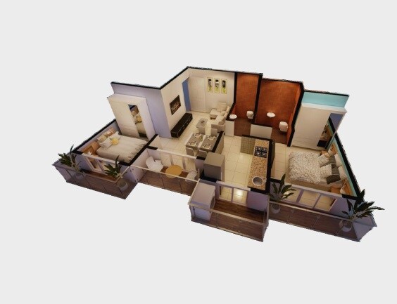 Floor plan of 2 BHK 469 Sq. Ft. Apartment in Sai Paradise Avenue, Palghar