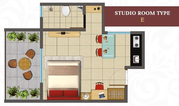 Floor plan of 320 Sq. Ft. Studio in Sai Raj Majestic Meadows, Palghar