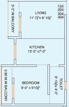 1 BHK 347 Sq. Ft. Apartment in Sai River Palace Apartment