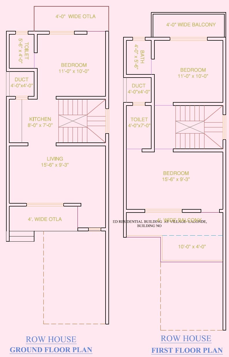 Floor plan of 3 BHK 834 Sq. Ft. Row House in Sai River Palace Row House, Palghar