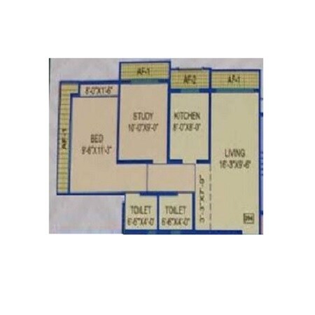 Floor plan of 2 BHK 532 Sq. Ft. Apartment in Sai Samriddhi, Palghar