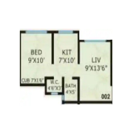 Floor plan of 1 BHK 273 Sq. Ft. Apartment in Sai Shraddha Excellence Residency, Palghar