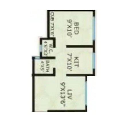 Floor plan of 1 BHK 334 Sq. Ft. Apartment in Sai Shraddha Excellence Residency, Palghar