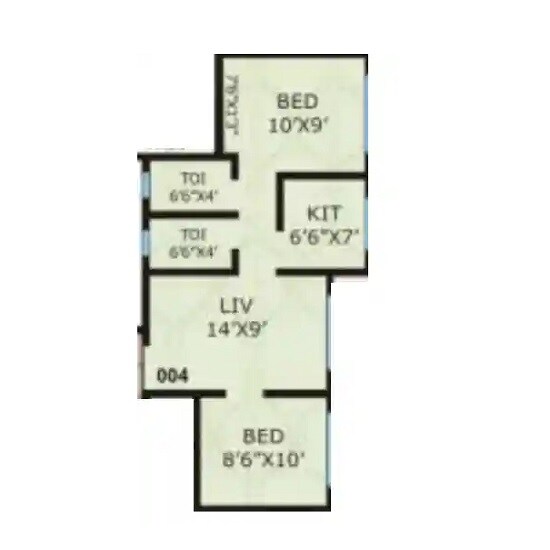 Floor plan of 2 BHK 426 Sq. Ft. Apartment in Sai Shraddha Excellence Residency, Palghar