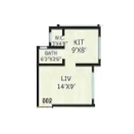 Floor plan of 177 Sq. Ft. Studio in Sai Shraddha Excellence Residency, Palghar