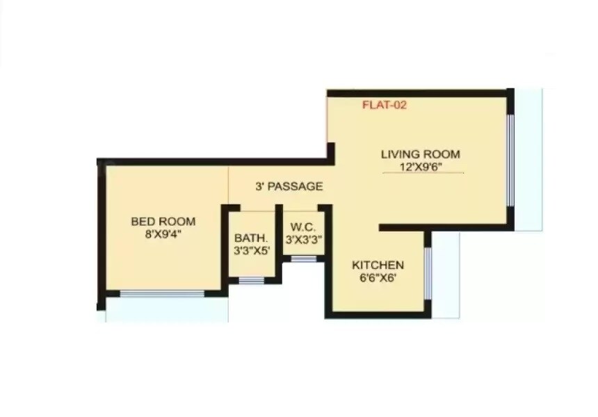 Floor plan of 1 BHK 297 Sq. Ft. Apartment in Sai Shram Galaxy Heights, Palghar