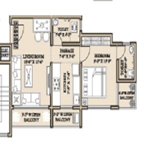 Floor plan of 1 BHK 427 Sq. Ft. Apartment in Sai Yash Padma, Palghar