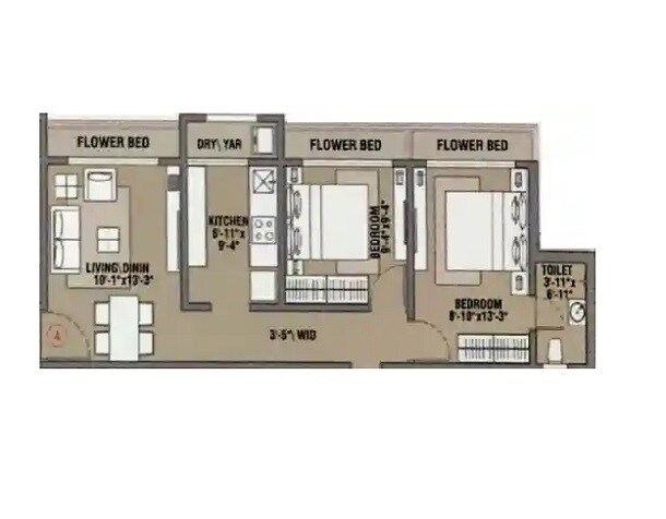 2 BHK 552 Sq. Ft. Apartment