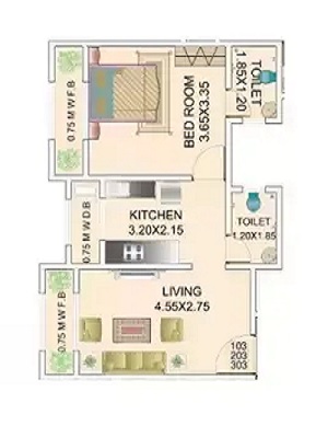 1 BHK 269 Sq. Ft. Apartment in Sakla Sagar Complex