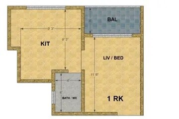 Floor plan of 355 Sq. Ft. Studio in Samruddhi Siddhivinayak, Palghar