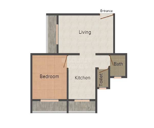 Floor plan of 1 BHK 383 Sq. Ft. Apartment in Savli Panna Castle Apartments, Palghar