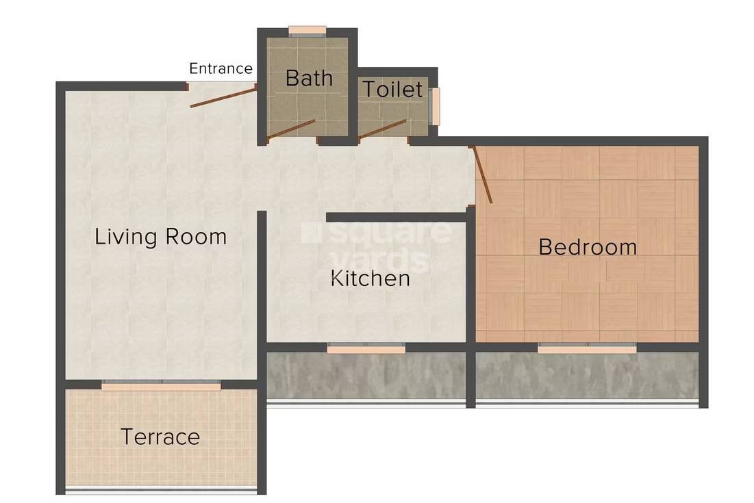 Floor plan of 1 BHK 410 Sq. Ft. Apartment in Savli Panna Castle Apartments, Palghar