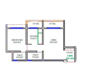 1 BHK 363 Sq. Ft. Apartment in Sea Aloha