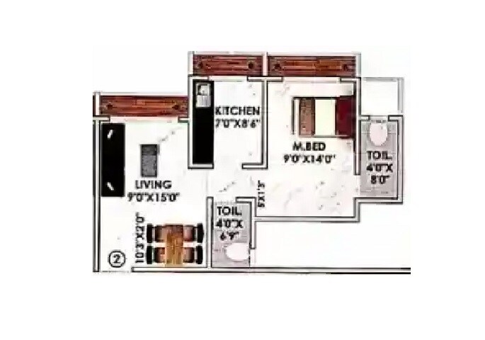 Floor plan of 1 BHK 384 Sq. Ft. Apartment in Serenity Gardens, Palghar