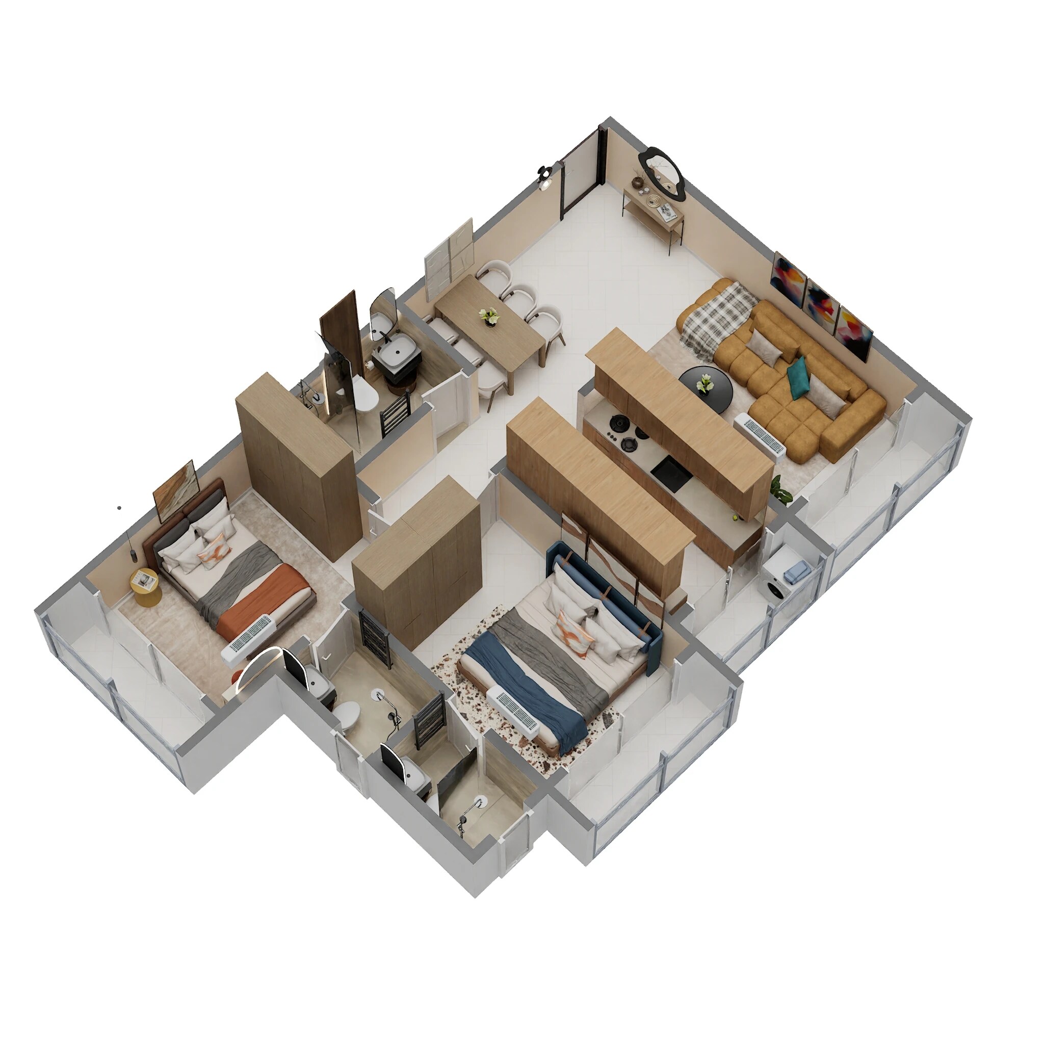 Floor plan of 2 BHK 566 Sq. Ft. Apartment in Shantee Ekata Residency, Palghar