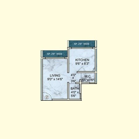 Floor plan of 280 Sq. Ft. Studio in Shantee Skyblue Residency, Palghar