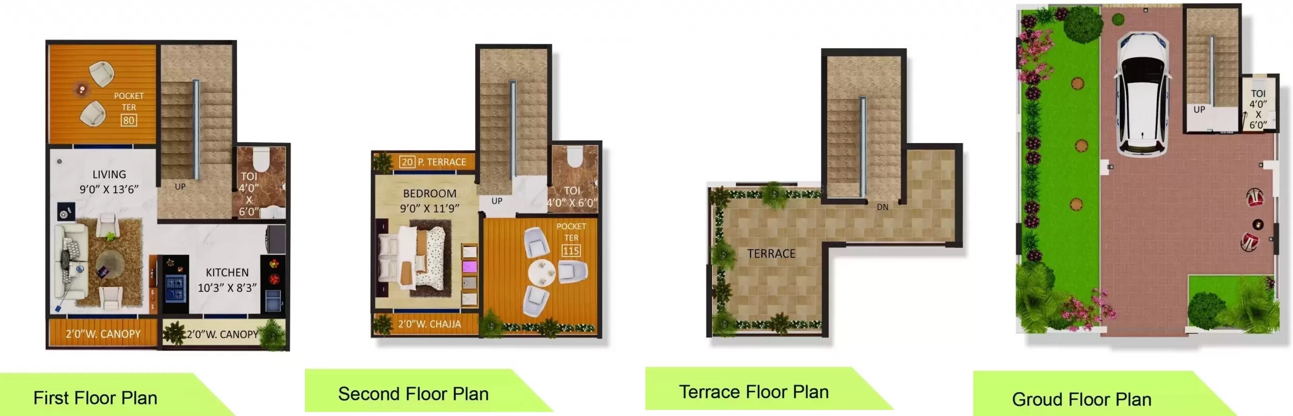 Floor plan of 1 BHK 405 Sq. Ft. Apartment in Shantee Spanish Villa, Palghar