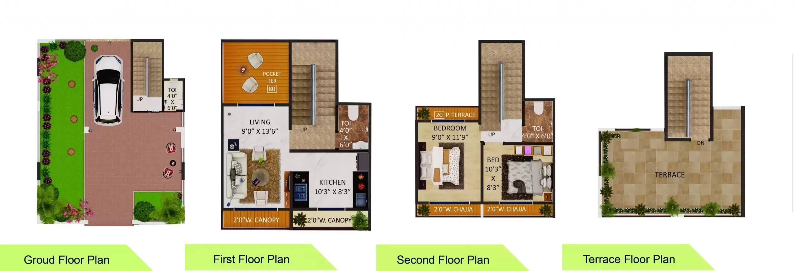 2 BHK 460 Sq. Ft. Apartment