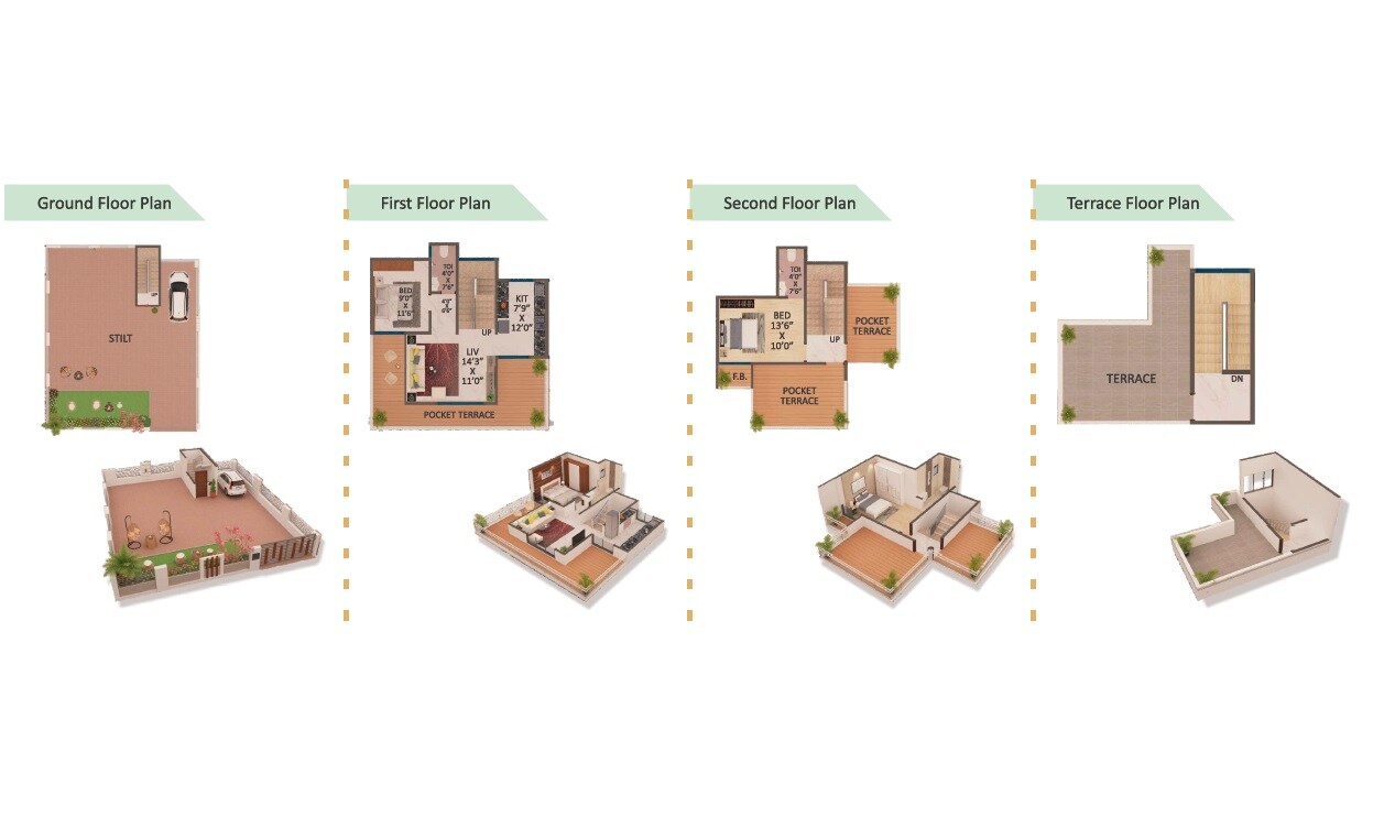 Floor plan of 2 BHK 1870 Sq. Ft. Villa in Shantee Spring Field, Palghar