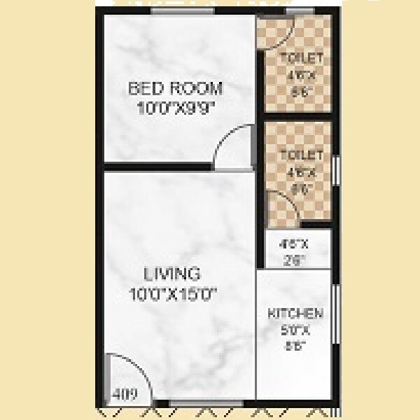 Floor plan of 1 BHK 350 Sq. Ft. Apartment in Shantee Sunshine Green Park, Palghar