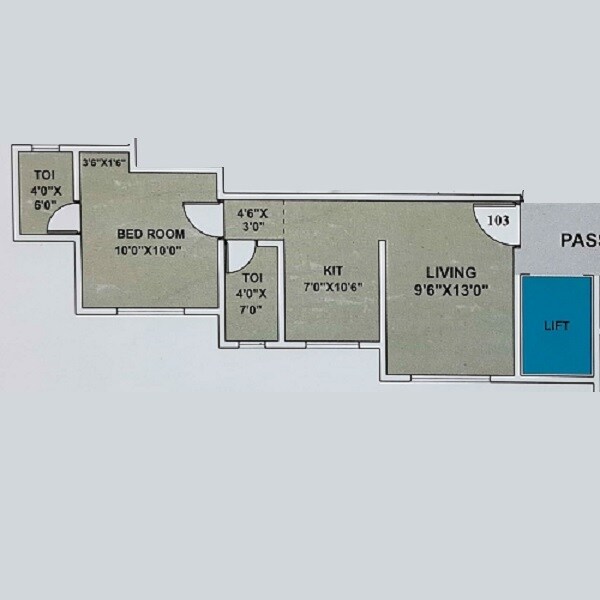 Floor plan of 1 BHK 393 Sq. Ft. Apartment in Shantee Sunshine Green Park, Palghar
