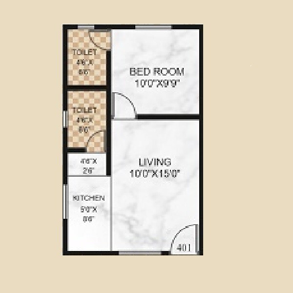 Floor plan of 198 Sq. Ft. Studio in Shantee Sunshine Green Park, Palghar