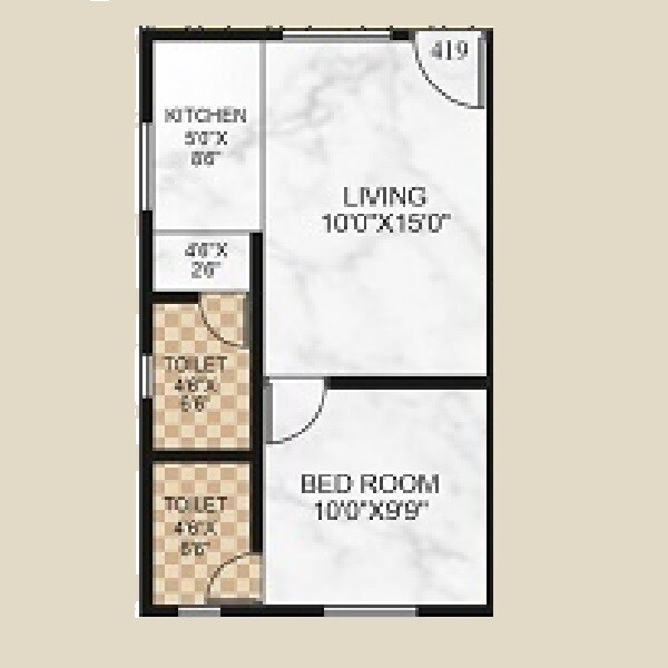 Floor plan of 271 Sq. Ft. Studio in Shantee Sunshine Green Park, Palghar