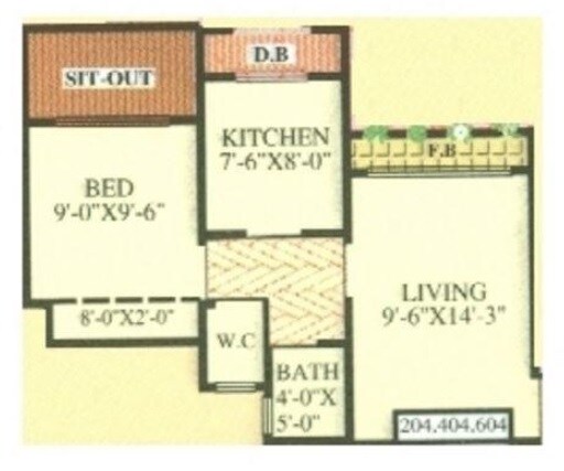 Floor plan of 1 BHK 535 Sq. Ft. Apartment in Shantee Sunshine Hills, Palghar