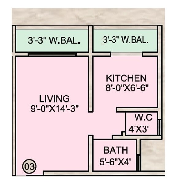 Floor plan of 202 Sq. Ft. Studio in Shantee Sunshine Residency, Palghar