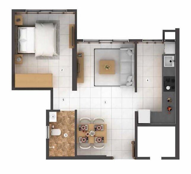 2 BHK 437 Sq. Ft. Apartment