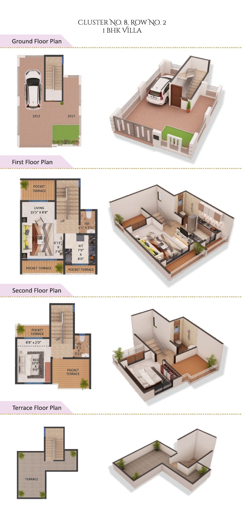 Floor plan of 1 BHK 1320 Sq. Ft. Villa in Sharp Orchid Villa, Palghar