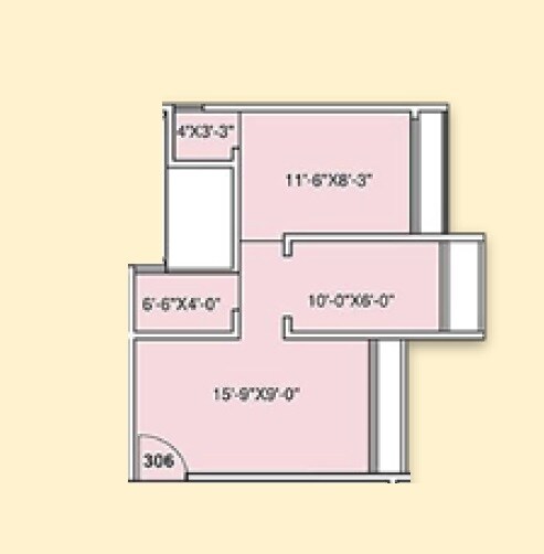 Floor plan of 1 BHK 358 Sq. Ft. Apartment in Shellproof Gladiolus Tower, Palghar