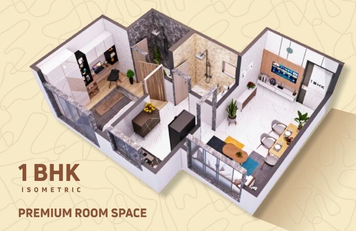 Floor plan of 1 BHK 330 Sq. Ft. Apartment in Shiv Karari Heights, Palghar