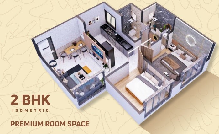 Floor plan of 2 BHK 530 Sq. Ft. Apartment in Shiv Karari Heights, Palghar