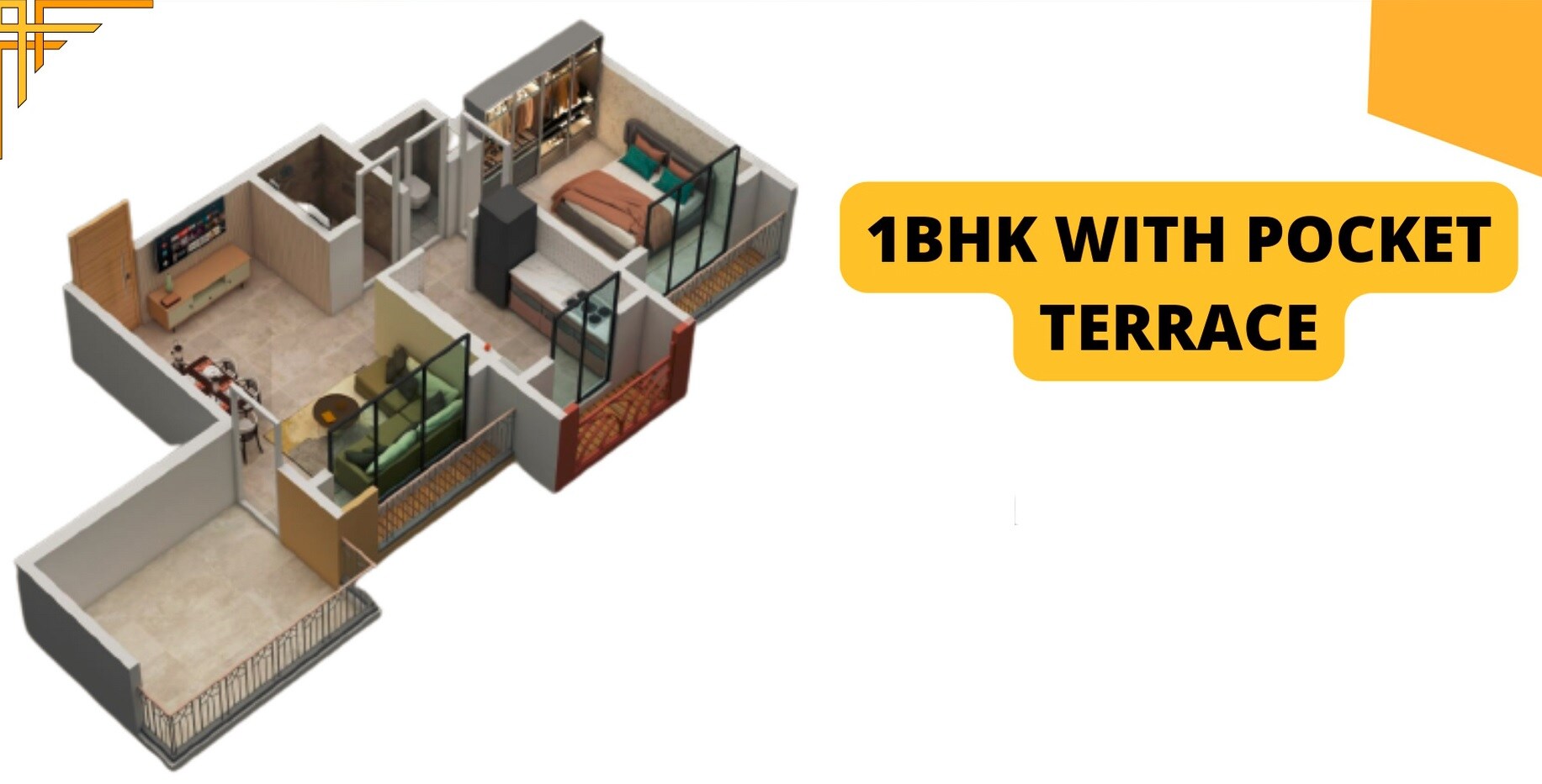 Floor plan of 1 BHK 389 Sq. Ft. Apartment in Shivani Gemini CHS, Palghar