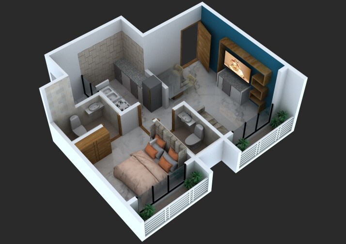 Floor plan of 1 BHK 300 Sq. Ft. Apartment in Shree Ameya CHS Nalasopara, Palghar