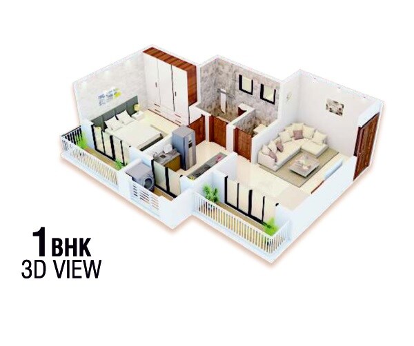 Floor plan of 1 BHK 402 Sq. Ft. Apartment in Shree Balaji Paradise Boisar, Palghar