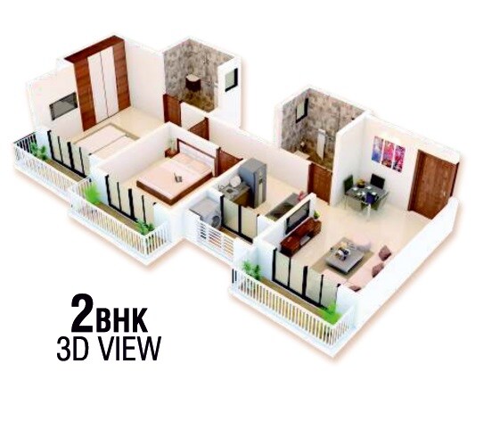 Floor plan of 2 BHK 547 Sq. Ft. Apartment in Shree Balaji Paradise Boisar, Palghar