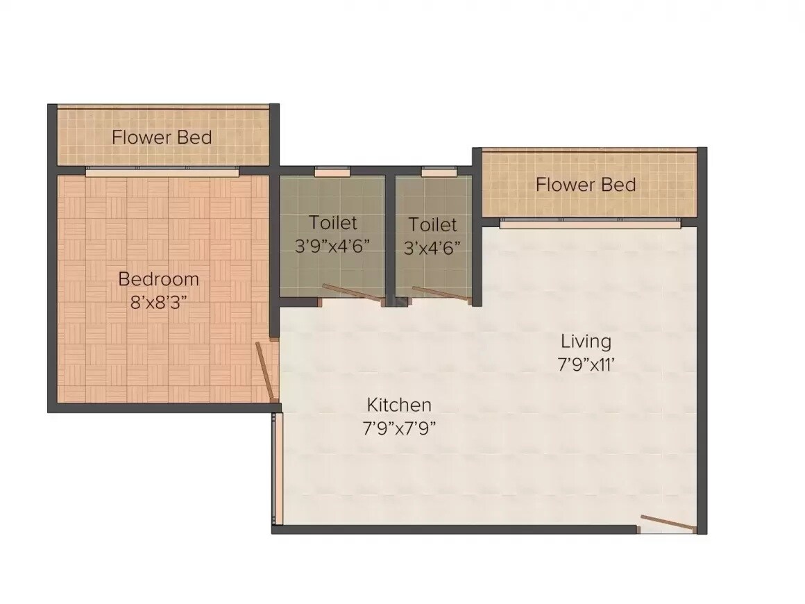 Floor plan of 1 BHK 242 Sq. Ft. Apartment in Shree Chintamani  Ekdunt, Palghar