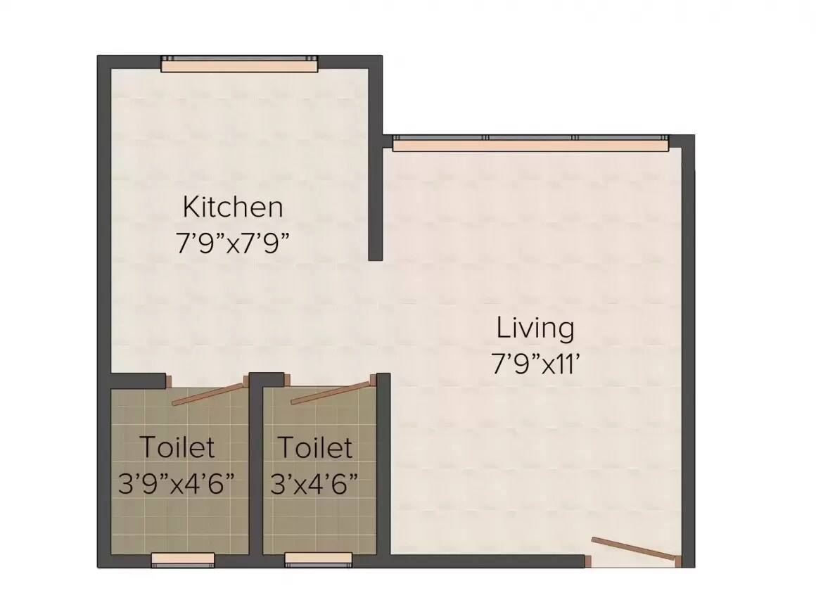 Floor plan of 177 Sq. Ft. Studio in Shree Chintamani  Ekdunt, Palghar