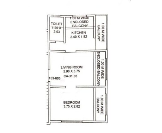 1 BHK 389 Sq. Ft. Apartment
