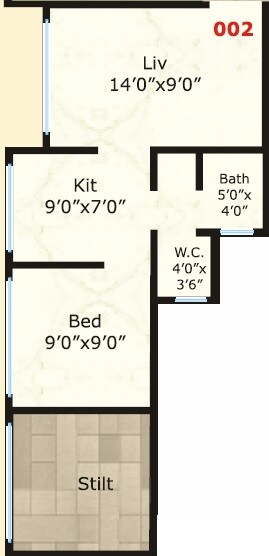 Floor plan of 1 BHK 384 Sq. Ft. Apartment in Shree Krishna Nirvana Eco Homes, Palghar